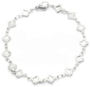 Pulsera de acero quirurgico eslabon trebol 19cm